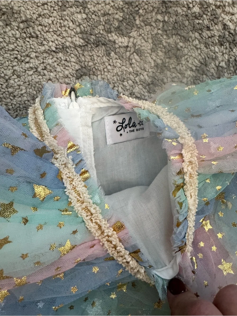Lola + The Boys Pastel Gold Star Tulle Dress Girls 4/5T